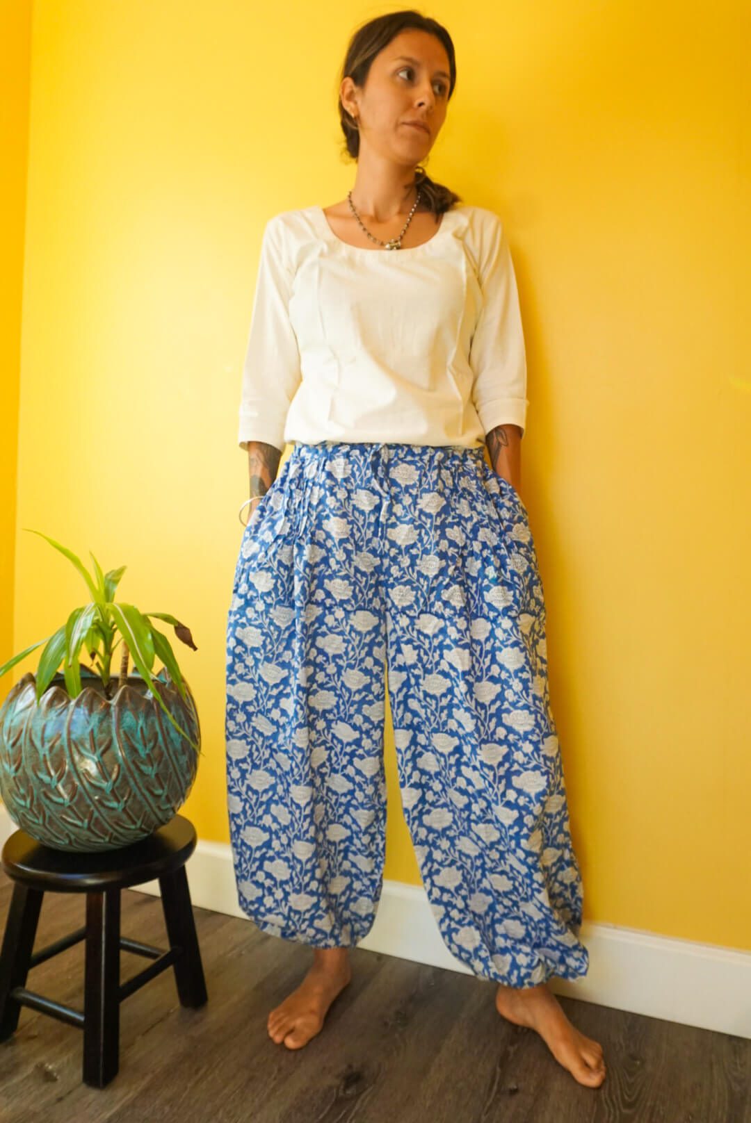 Nila Carnation Blockprint Harm Pants