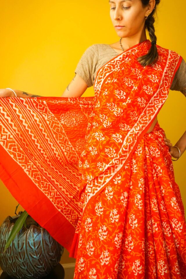 Agni Blockprint Sari