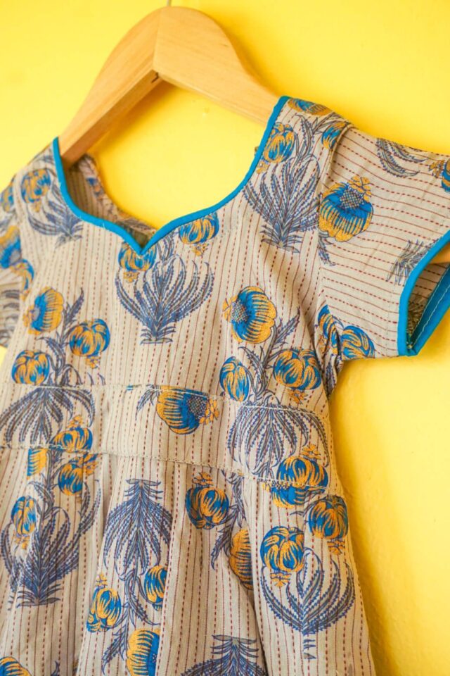Gray Poppy Blockprint Manjari Dress