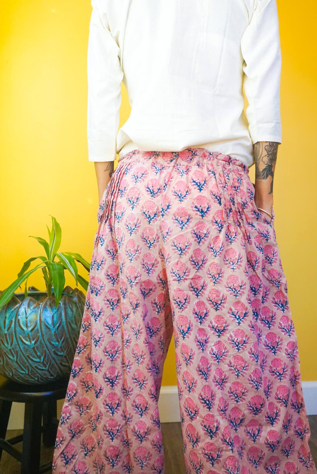 Peony Blockprint Harem Pants