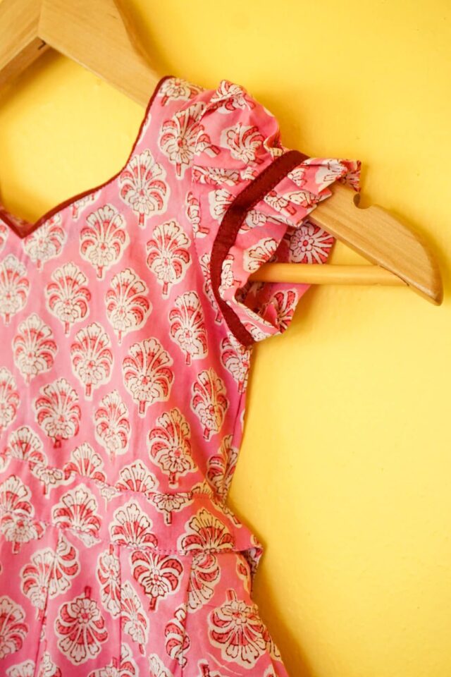 Cherry Blossom Blockprint Manjari Dress