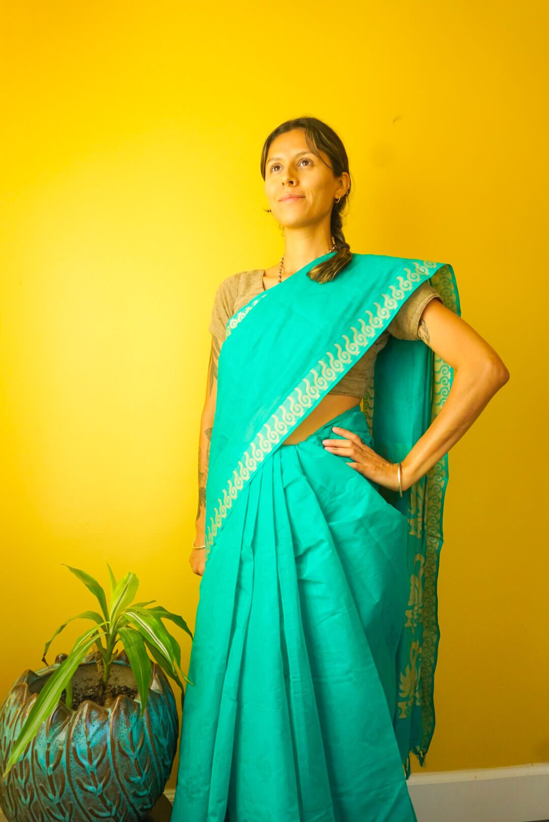 Teal South Indian Handloom Sari