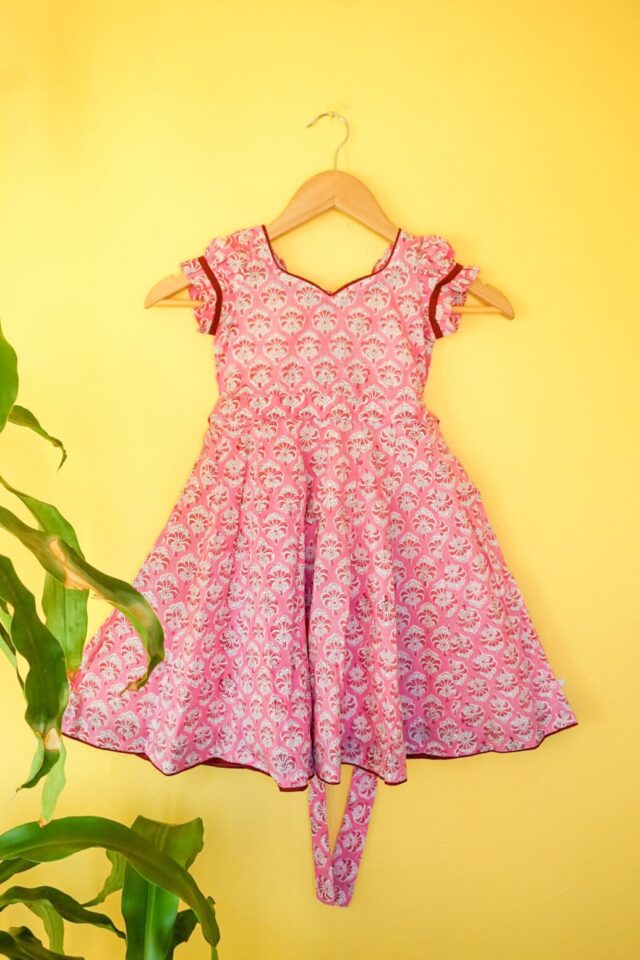Cherry Blossom Blockprint Manjari Dress
