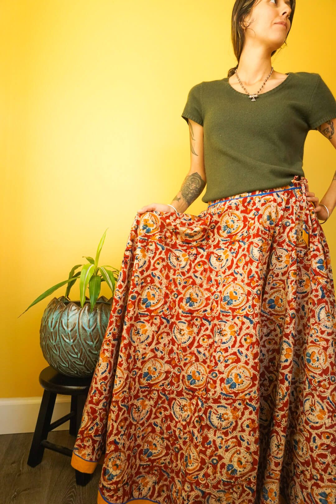 Auburn Ajrak Maxi Skirt