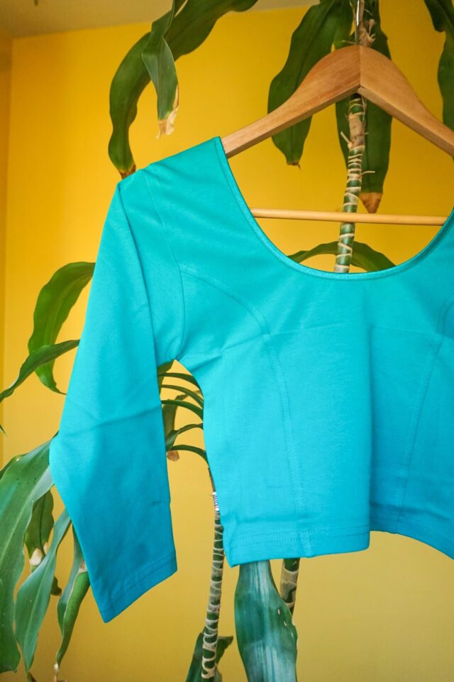 Turquoise Stretchy Sari Blouse